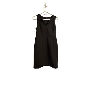 Ann Taylor Women Notched V-Neck Sheath Dress Office 0P Black